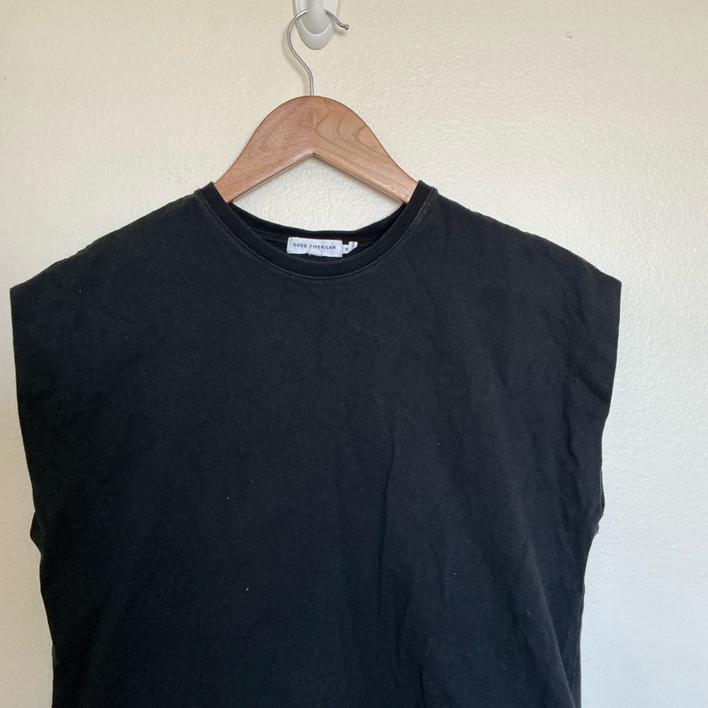 Good American Black Crewneck Muscle Tee 100% cotton